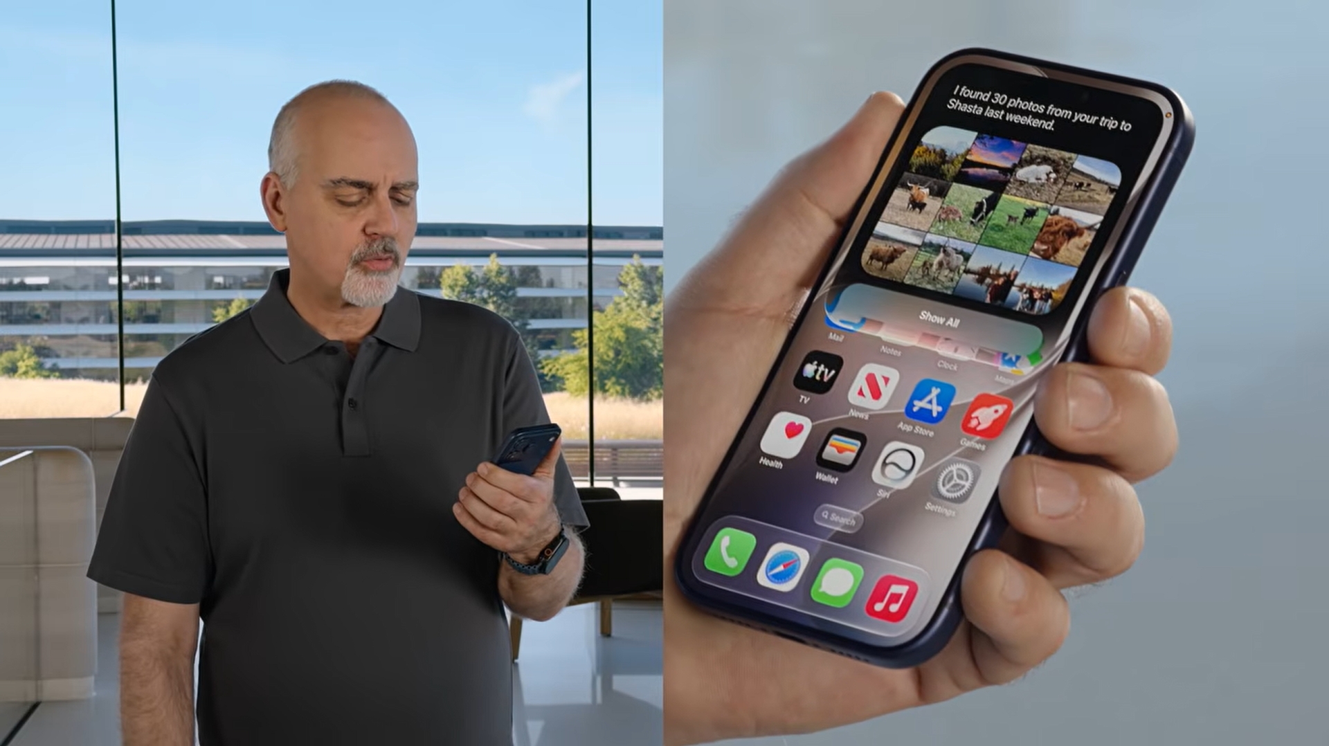 Usuario revisa fotos en un smartphone con la última actualización de software en un entorno moderno.