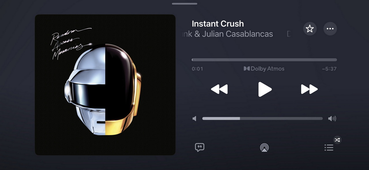 Carátula del álbum Random Access Memories con el tema Instant Crush de Daft Punk y Julian Casablancas.