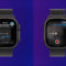 Smartwatch con interfaz de mensajes de audio, visualización de mensajes y grabación de voz en pantalla digital.