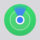 Icono circular de radar verde y azul en fondo gris, representando búsqueda o localización de dispositivos.