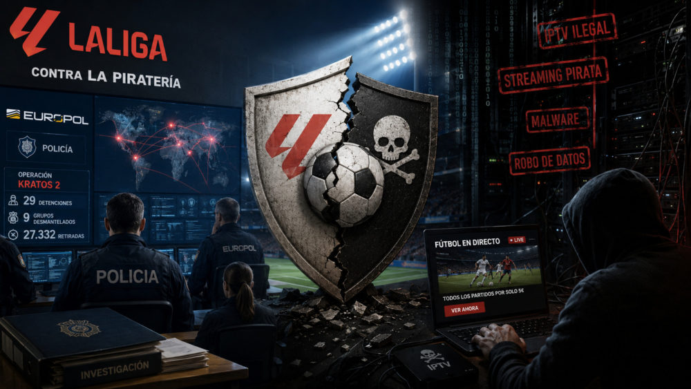 LaLiga y Europol luchan contra la piratería de streaming de fútbol, mostrando investigaciones y operativos.