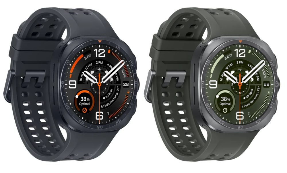 Samsung Galaxy Watch 9 y Watch Ultra 2: filtradas sus nuevas funciones de salud e IA Dos relojes inteligentes con diseño deportivo y pantallas digitales, uno negro y otro verde.