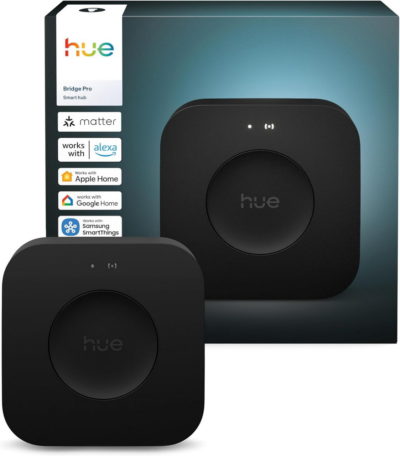Caja y dispositivo de central domótica Hue Bridge Pro, compatible con Alexa, Apple Home, Google Home y SmartThings.