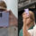 Personas tomando selfies con smartphone plegable en evento al aire libre, foco en el dispositivo innovador.
