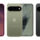 Tres teléfonos inteligentes en colores rosa, verde y negro con diseño de cámara triple y pantalla completa.