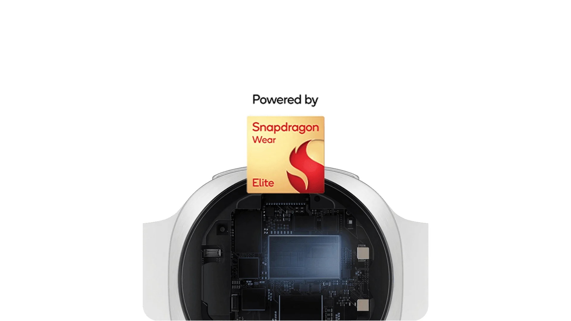 Chip Snapdragon Wear Elite en dispositivo electrónico, destacando su tecnología avanzada y rendimiento eficiente.