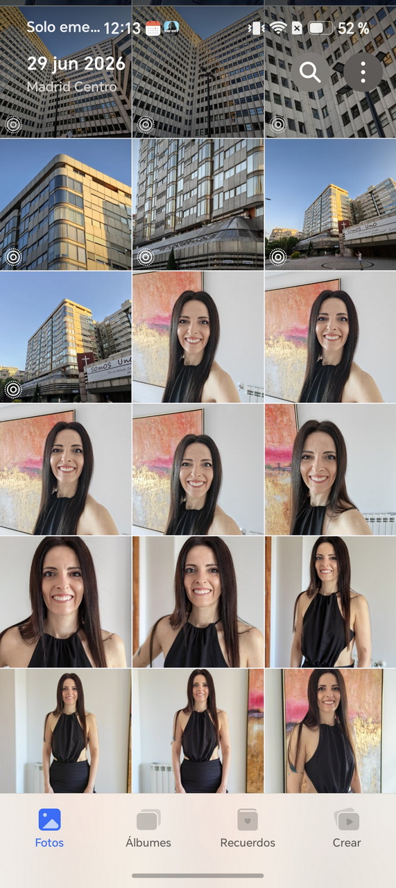 Galería de fotos en Madrid, incluye arquitectura urbana y retratos en interior con fondo artístico.