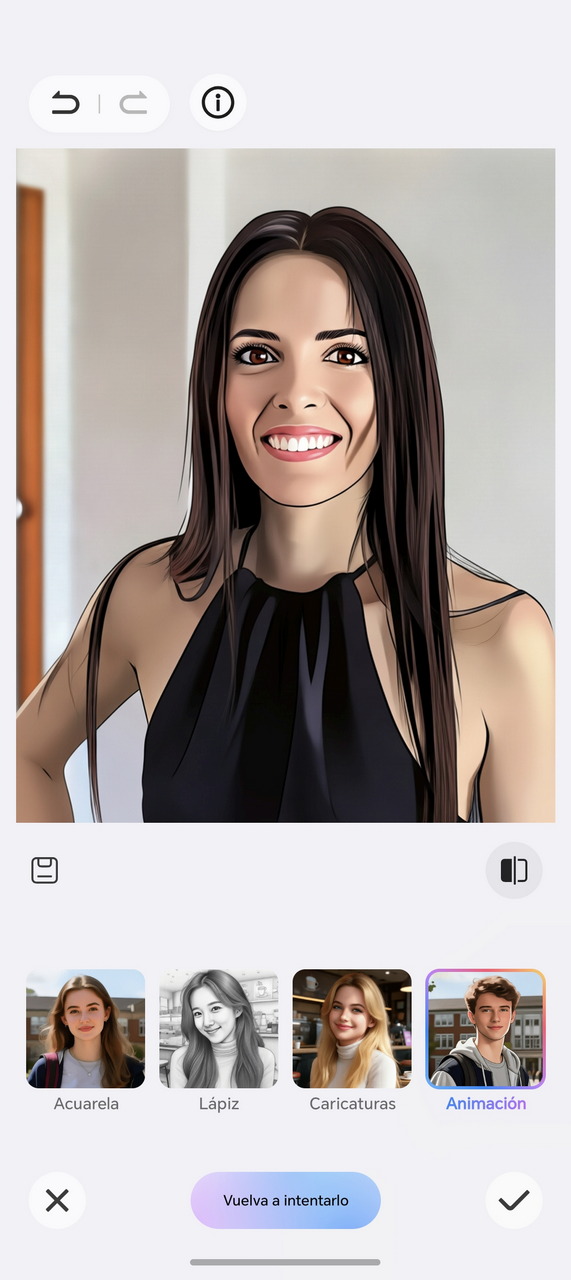 Imagen de una mujer sonriente en estilo animación digital, con fondo interior suave.