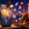 Teléfono con rosario digital y notificaciones; hombre sorprendido. Vaticano al fondo. Tecnología y religión.