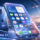 Futuro del iPhone: concepto de iPhone XX con pantalla avanzada y diseño innovador en paisaje futurista.
