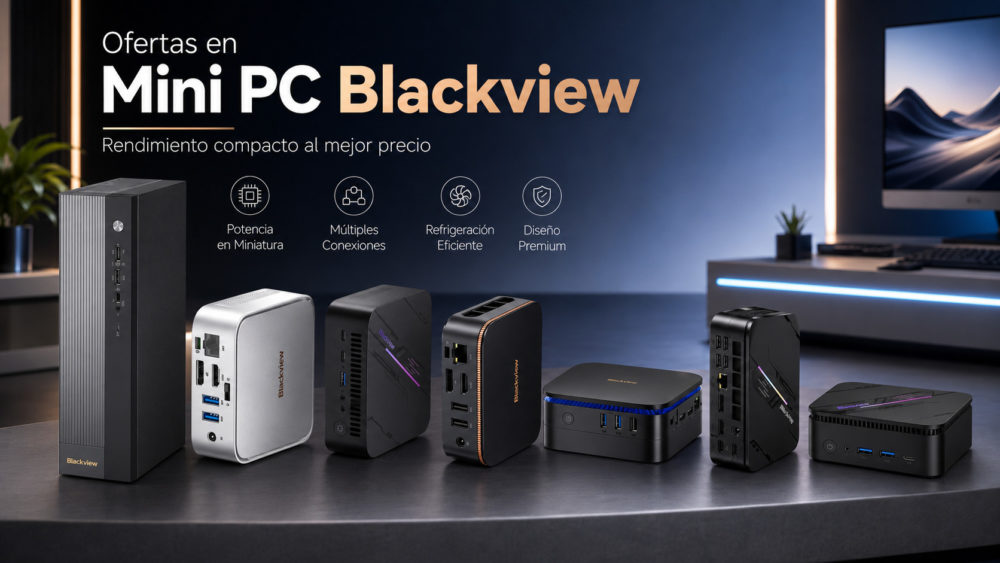Blackview tira el precio de sus Mini PC: siete modelos desde solo 319 euros Ofertas de Mini PC Blackview con diseño compacto, múltiples conexiones y refrigeración eficiente.