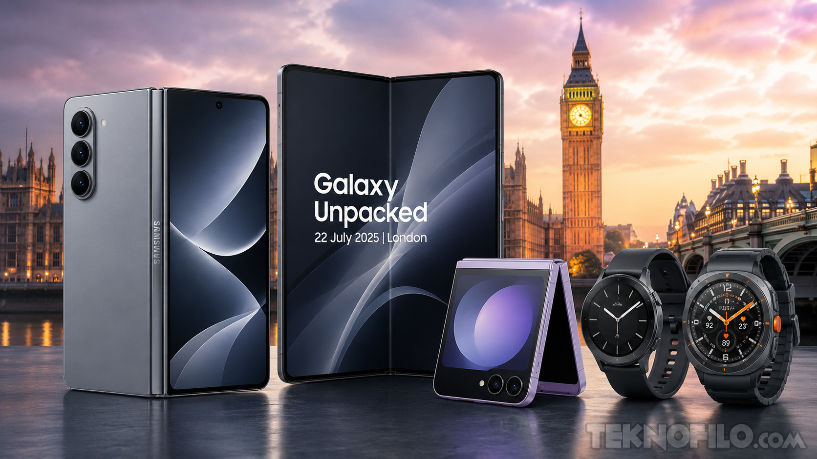 Presentación de nuevos dispositivos Samsung Galaxy en Londres, 22 de julio de 2025. Tecnología innovadora.