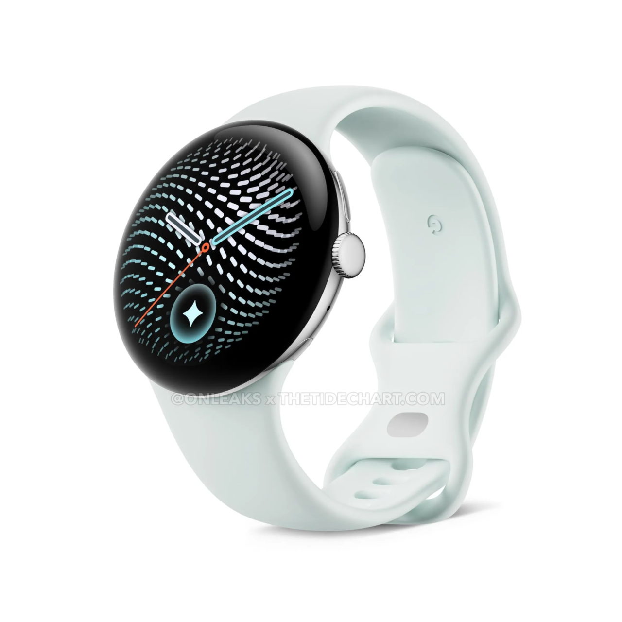 Reloj inteligente con esfera digital y diseño moderno, correa blanca. Tecnología avanzada para monitorización.
