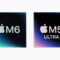 Apple presenta los chips M6 y M5 Ultra: potencia extrema e IA local en el Mac Dos chips de Apple, M6 y M5 Ultra, con diseños brillantes sobre fondo degradado oscuro.