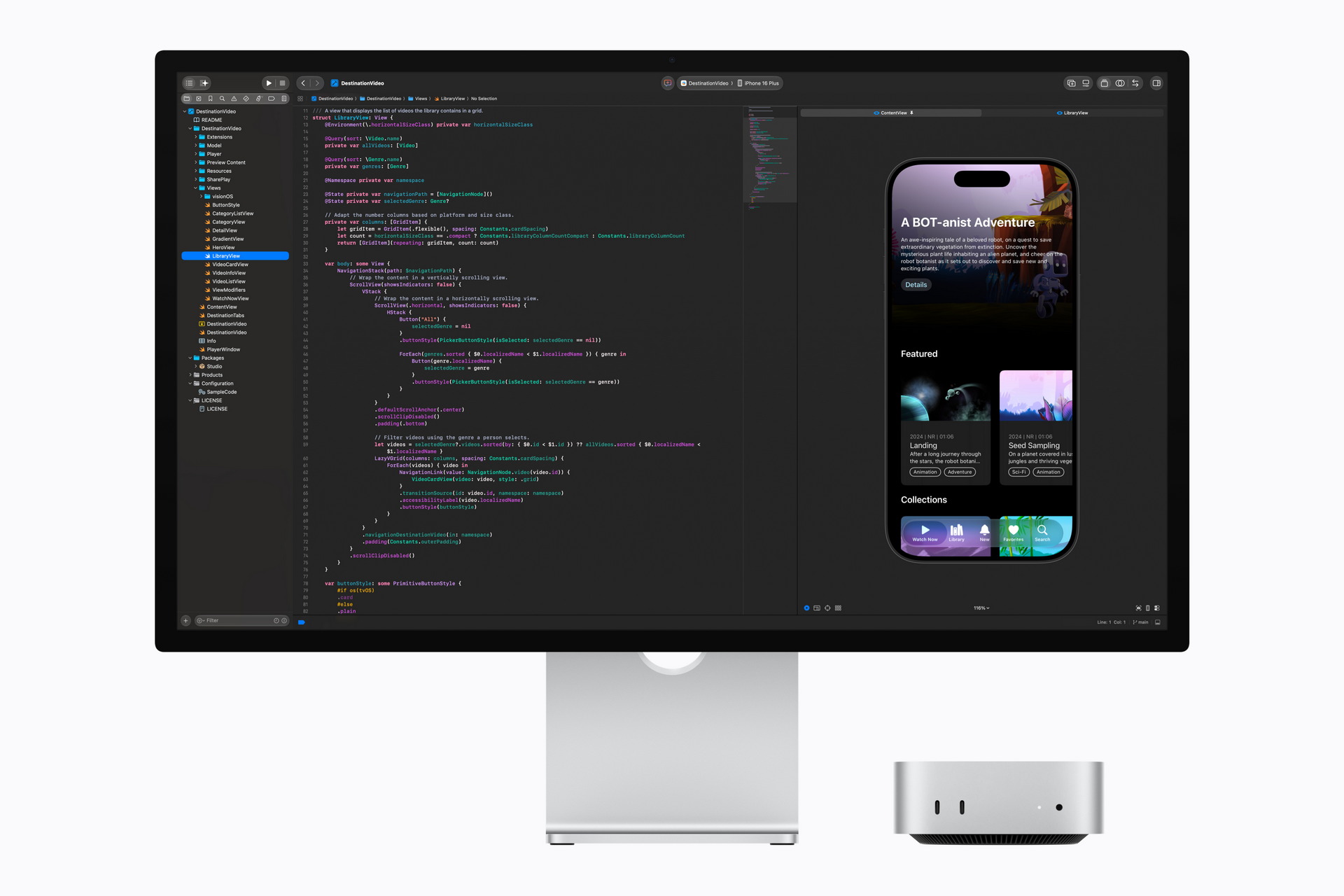 Pantalla de computadora con código y vista previa de aplicación móvil en desarrollo. Tecnología y programación.