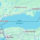 Mapa del lago Ontario con ciudades como Toronto y Niagara Falls destacadas, límites territoriales marcados.