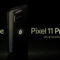 Nuevo teléfono plegable Google Pixel 11 Pro Fold con tecnología Gemini Intelligence en fondo oscuro.