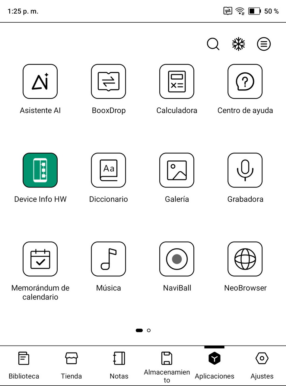 Pantalla de inicio de aplicaciones en un dispositivo digital, mostrando iconos como calculadora y asistente AI.
