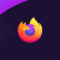 Logotipo del navegador Firefox, un zorro naranja rodeando un globo morado sobre fondo azul y púrpura.