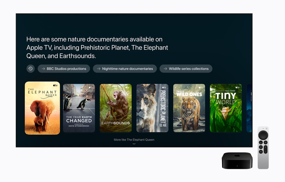 Interfaz internacional de Siri AI en Apple TV 4K