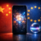 Teléfono con una interfaz de inteligencia artificial entre los colores de China y la Unión Europea