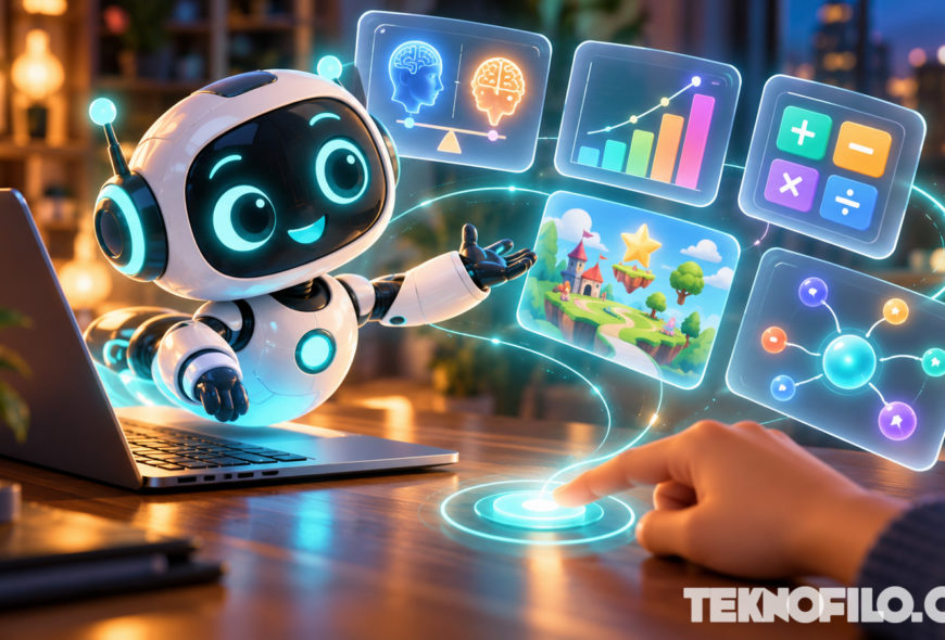 ChatGPT estrena GPT-6 e Intelligent UI: respuestas con botones, gráficos y herramientas Ilustración de un asistente de IA junto a un portátil con gráficos y herramientas interactivas