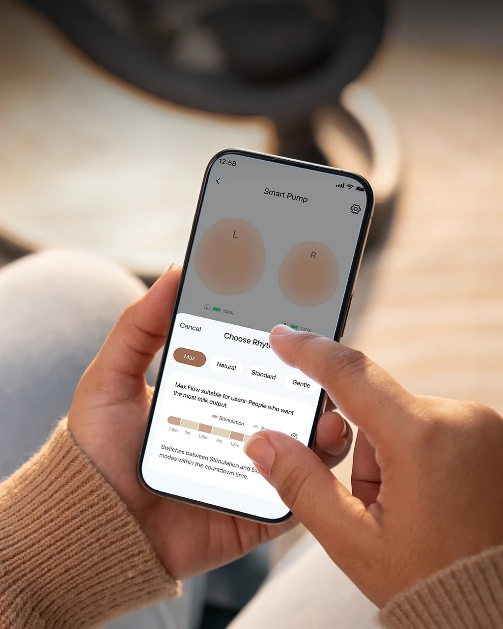 Aplicación eufy con controles independientes y selección de ritmos de extracción del S1 Pro