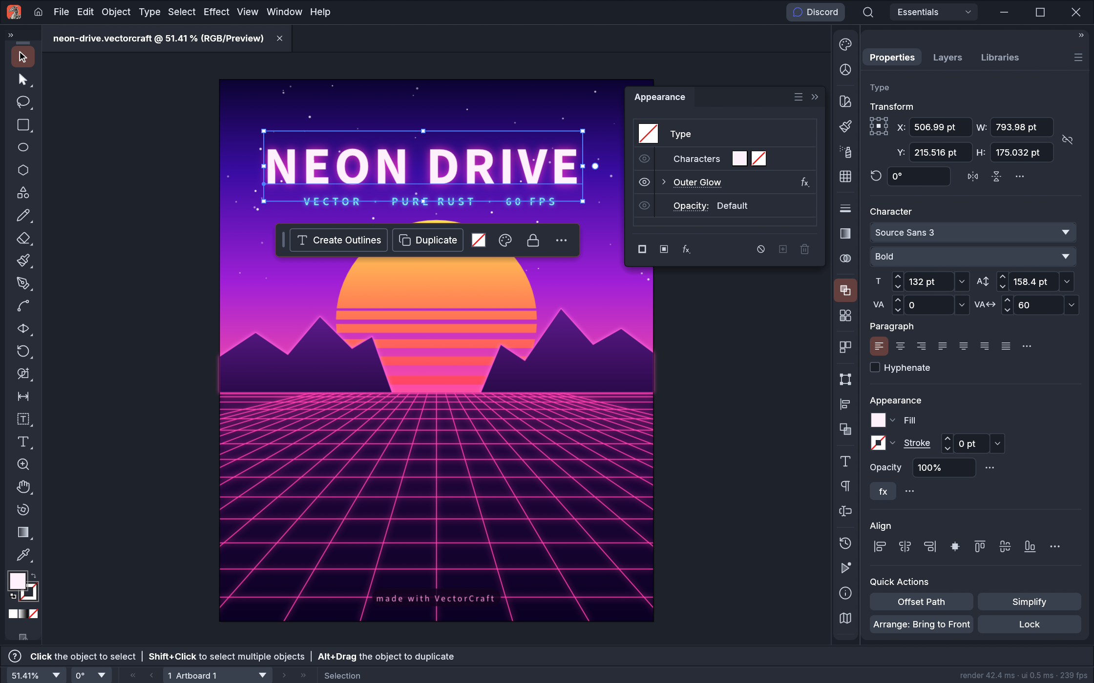 VectorCraft, la aplicación de ilustración vectorial de ArtCraft