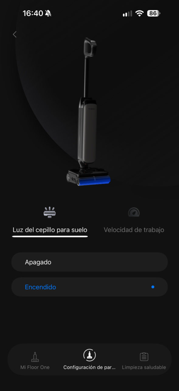 Encendido de la luz del cepillo