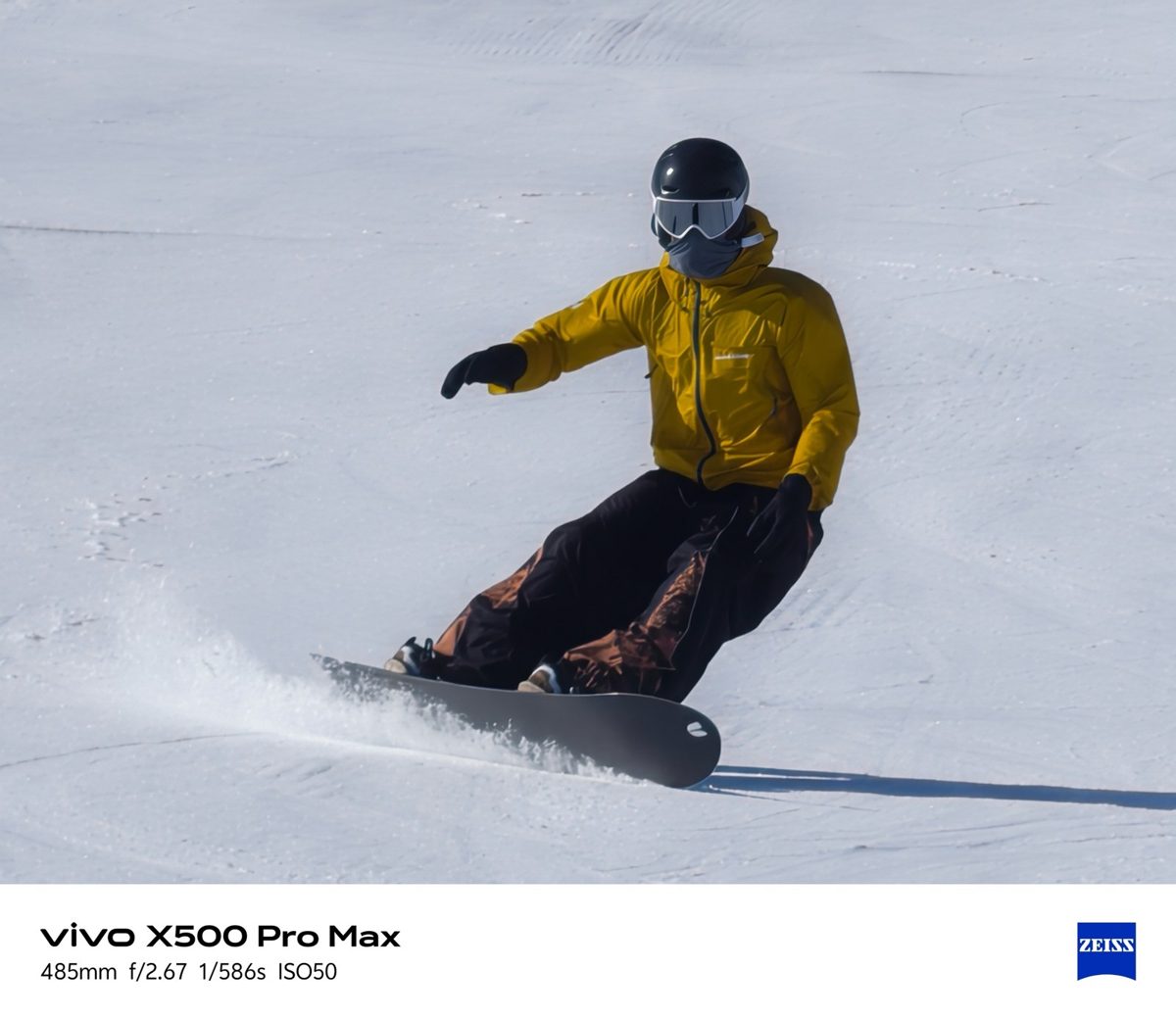 Fotografía de snowboard con el vivo X500 Pro Max